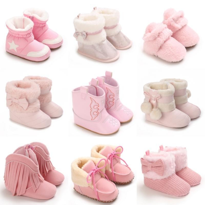 Giày Booties Vintage Tua Rua Chống Trơn Trượt Đế Mùa Đông Ấm Áp Cho Bé Gái Giày Tuyết Booties Đầu Ti