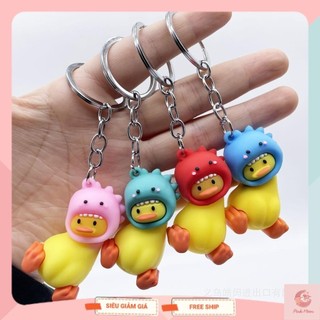 Móc khóa mini chú thỏ đội mũ nghiêng đầu đáng yêu ngộ nghĩnh