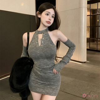 Váy Bodycon lệch vai cổ rỗng có găng tay