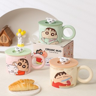Cốc mug ủy quyền chính hãng Crayon Shin-chan Cốc gốm sứ có nắp Cốc nước cà phê văn phòng gia dụng cho bé gái