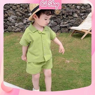 Xả Bộ đũi trơn cổ vest cho bé