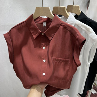 Cao Cấp Siêu Cổ Tích Phong Cách Phương Tây Ngọt Ngào Cổ POLO Tay Ngắn Tencel Áo Sơ Mi Nữ Thiết Kế Niche Sang Trọng Giảm Tuổi Áo Sơ Mi