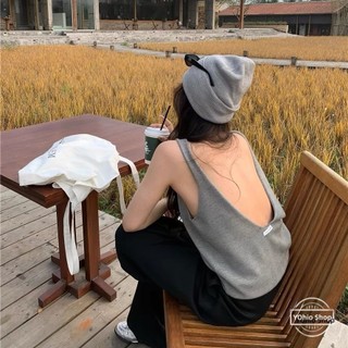 Áo Vest dệt kim màu xám rộng rãi dành cho nữ cỡ lớn