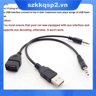 20cm Aux Bộ Chuyển Đổi Âm Thanh 3.5 Mm Nam Cáp Sang Usb Nữ Nam Kết Nối Cáp Usb Dây VNK2