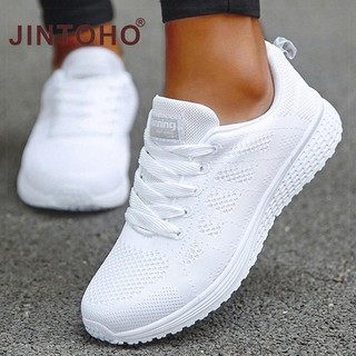 Giày thể thao nữ JINTOHO Giày thể thao nữ nhẹ Giày thể thao thở Giày trắng thông thường dành cho nữ Giày thể thao Tennis Giày thể thao nữ