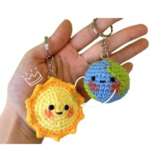 Móc Khoá Cặp Đôi Mặt Trời Trái Đất Women Móc Chìa Khoá Móc Khóa Len Handmade