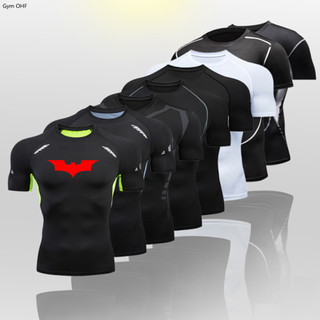 Áo thun Batman nam thể thao thể thao Áo thun ngắn tay nam bó sát