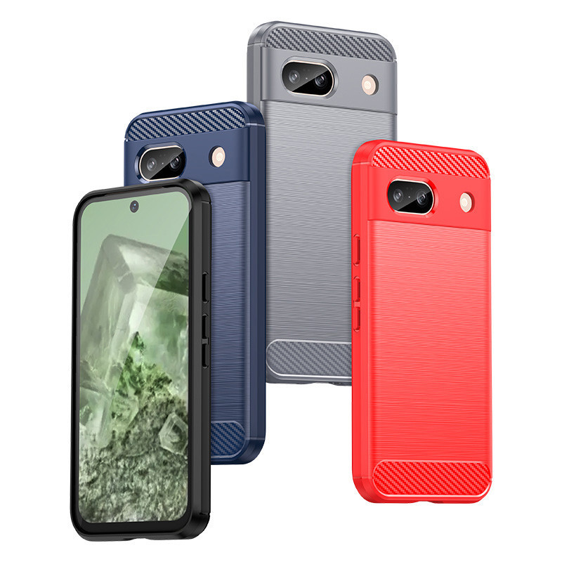 Dành cho Google Pixel 8A Vỏ giáp chống sốc bằng sợi Carbon Hybrid Brush TPU Case Cover