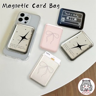 Ins Ngôi Sao Hàn Quốc Giá Đỡ Thẻ Từ Tính Phụ Kiện Cho Sạc Không Dây Vỏ Điện Thoại Cho IPhone 15 14 13 12 Pro Max Ốp Lưng Ví Khe Cắm Thẻ