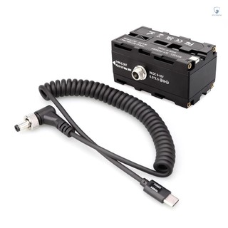 Bộ đổi nguồn pin giả Type-C sang hai mặt NP-F550 / 570 / 770 / 970 với đầu ra 5-12V Type-C Cáp lò xo linh hoạt cho màn hình trường Đèn LED Truyền Video không dây