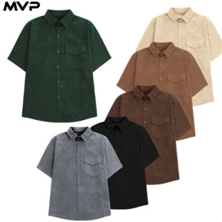  Áo sơ mi nam nữ tay ngắn nhung tăm hot trend kiểu dáng form rộng MVP 