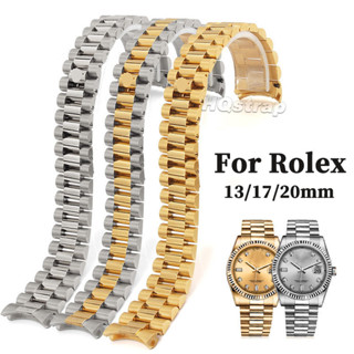 Bạc Vàng 13mm 17mm 20mm Dây đeo bằng thép không gỉ cho đồng hồ thông minh Rolex Dây đeo cổ tay thay thế cho nam nữ Vòng tay cong End