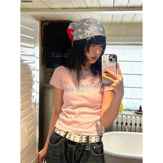 TIANLEYU áo phông áo thun nữ croptop baby tee Casual Minimalist Trendy Phong cách WTX2450U3V 20Z240517