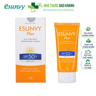 Kem chống nắng esunvy plus sun care body spf50+/pa++++ bảo vệ da tối ưu, dưỡng trắng chuyên sâu tuýp 70g