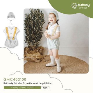 Bubaby GMC403100 Set body đai kèm áo, mũ bonnet bé gái   🔅 cho bé