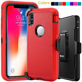 Dành cho Apple iPhone X XS Max XR Vỏ bảo vệ chống sốc kèm kẹp thắt lưng phù hợp với Otterbox, Bảo vệ toàn thân chống sốc hạng nặng Vỏ bảo vệ cấp quân sự chắc chắn chắc chắn