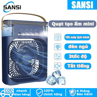 Quạt tạo độ ẩm mini dung tích 600ml gió ngủ 3 tốc độ đèn led chức năng hẹn giờ chiếu sáng quạt điều hòa