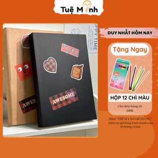 Sổ tay bìa kraft trơn A5 368 trang S27, giấy trắng không dòng kẻ, bìa bọc dày trong suốt chống nước