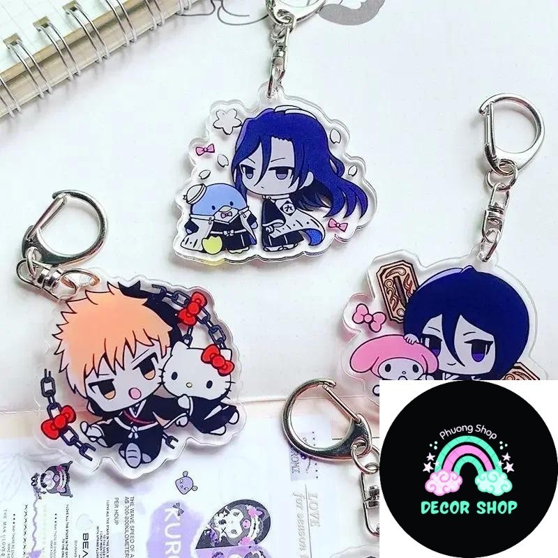 Bleach Anime Móc Khóa Kurosaki Ichigo Kuchiki Rukia Kawaii Acrylic Móc Chìa Khóa Túi Mặt Dây Chuyền 