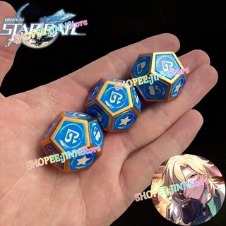 - Jinn - Trò chơi mới Honkai Star Rail Đồ chơi giải nén Aventurine Xúc xắc 12 mặt Hình dạng kim loại Xúc xắc rắn Aventurine Cosplay Prop
