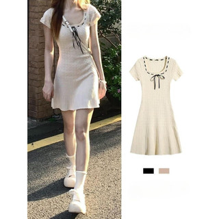 Đầm Nhỏ Slim Fit Giảm Béo Tính Khí Váy Preppy Phong Cách Nguyên Chất Nóng Cô Gái Băng Lụa Dệt Kim Xoắn Hoa