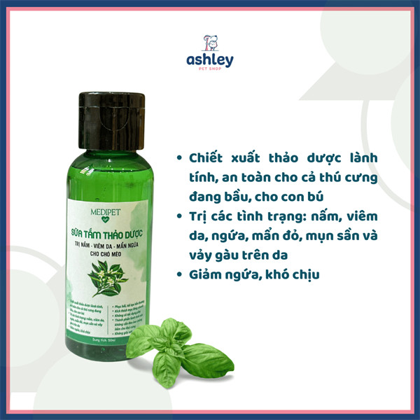 Xịt ngứa nấm chó mèo chiết xuất thiên nhiên MEDIPET nấm, viêm da, ve rận cho chó mèo an toàn lành tính