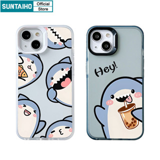 Suntaiho Ốp lưng Iphone Hàn quốc Đẹp Cute Vỏ Ngộ nghĩnh Hoạt Hình Họa Tiết Cá Mập Trong Suốt Mờ Dành Ốp Điện Thoại TPU Silicon Mềm Cao Cấp Chống Sốc Cho Iphone 15 14 12 13 11 Pro Max IP 7 8 Plus Iphon X Xs XR Xs Max Ốp Lưng