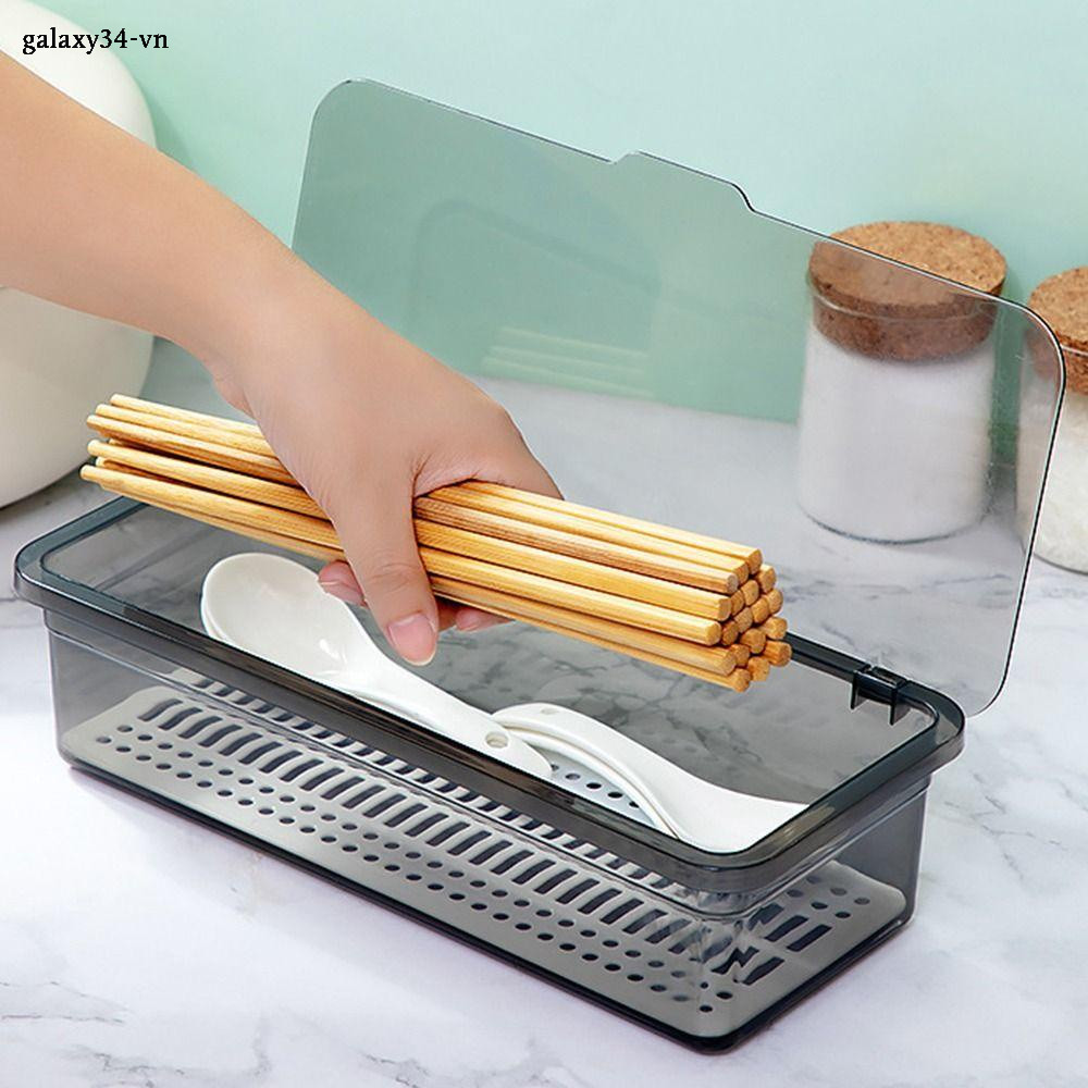 Misups Đồ Dùng Hộp Bảo Quản Thìa Và Nĩa Drainer Thùng Trang Điểm Bảo Quản Và Drainer Có Nắp Nhựa Đũa Giá Đỡ GM2452944