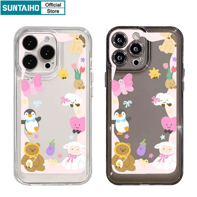 Suntaiho Thẩm Mỹ Dễ Thương Vỏ Hoạt Hình Họa Tiết Búp Bê Động Vật Ốp lưng Cho Iphone 15 14 12 13 11 Pro Max IP 7 8 Plus Iphon X Xs XR Xs Max TPU Mềm Cao Cấp Chống Sốc Ốp Lưng