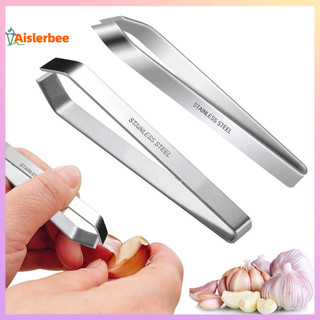 Aislerbee 2 Cái / bộ Dụng cụ gọt vỏ tỏi bằng thép không gỉ Tay cầm tiện dụng Lưỡi dao chắc chắn Vỏ tỏi Tẩy da Công cụ bóc tỏi không mùi Dụng cụ nhà bếp đa chức năng