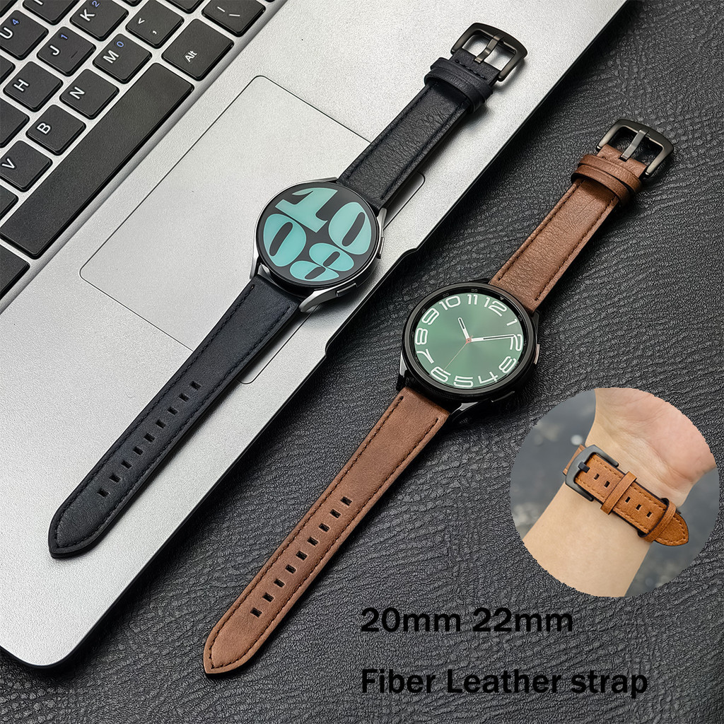 Dây đeo da bằng sợi 20mm 22mm Tương thích cho Samsung Galaxy Watch 6 5 4 6Classic 4Classic Huawei Watch 3Pro GT4 3Pr Dây đeo đa năng bằng da