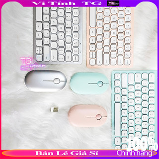 Combo bàn phím chuột không dây hợp kim đẹp - Bộ phím chuột ko dây cao cấp nhiều màu hồng xanh trắng