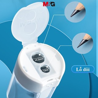 M&G Double Hole Pencil Sharpener Student Portable Mini Multifunctional Pencil Sharpener Large Caliber Pencil Sharpener Transparent White