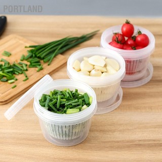 Portland Hộp đựng hành lá tủ lạnh bằng nhựa tròn có nắp đậy kín tỏi gừng