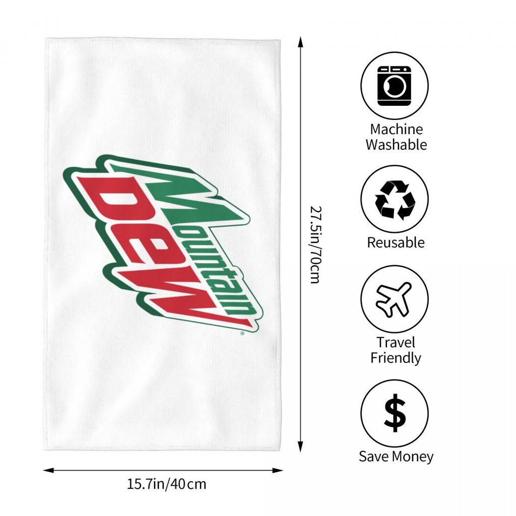Mountain Dew Logo Thấm Hút Mặt Vuông Khăn Mảng Sợi Siêu Mịn Chạy Thể Dục Yoga Thể Thao Ngoài Trời Kh