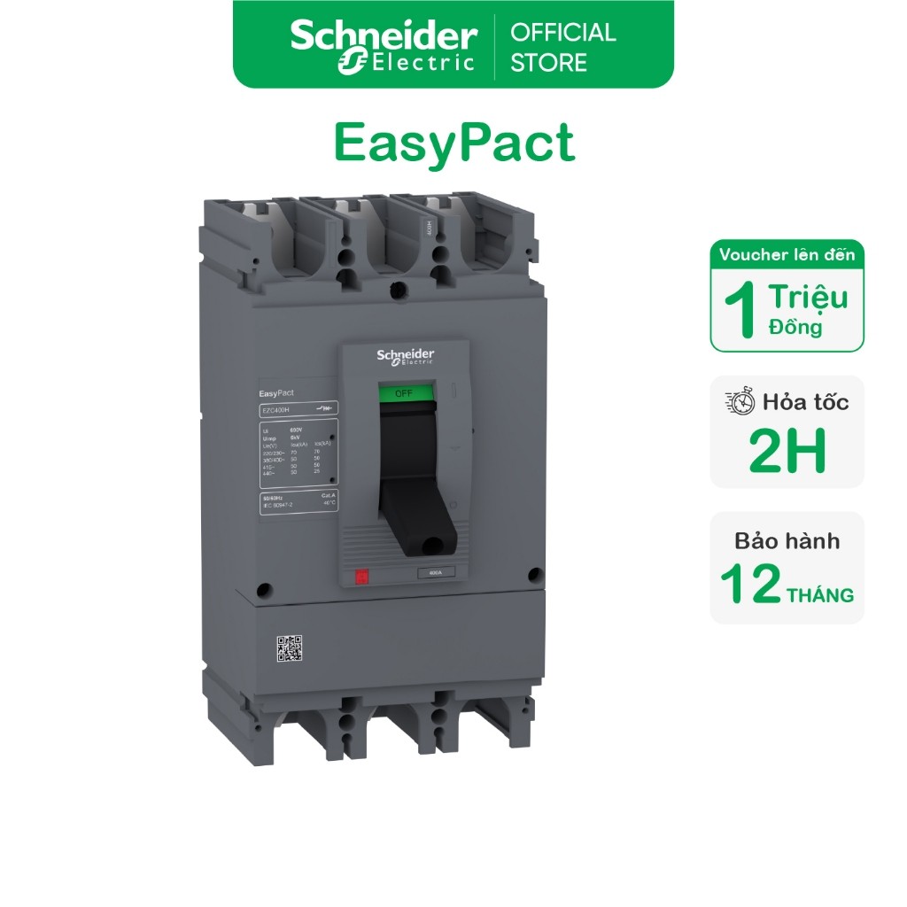 Cầu dao tự động MCCB - 400A - 3P - Type H - Schneider Electric - EZC400H3400N