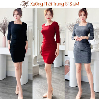 Đầm ôm thun kim tuyến dài tay GR0145