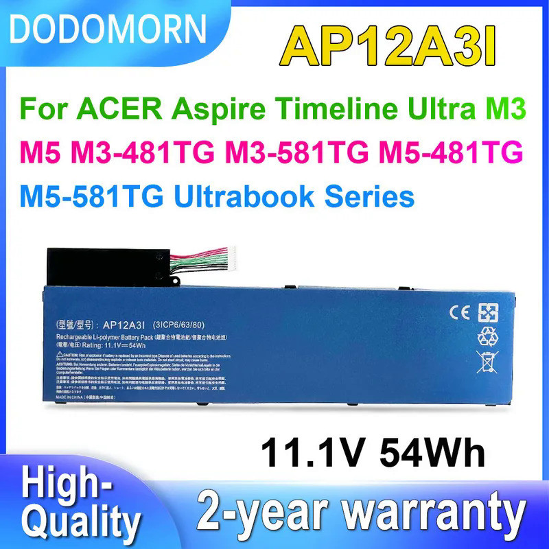 DODOMORN AP12A3I Dành cho Laptop Acer Aspire Timeline Ultra M3 M5 M3-481TG M3-581TG M5-481TG M5-581T