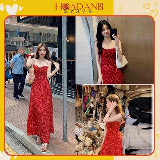  Váy 2 dây nhún ngực hoa nhí dáng dài phong cách hàn quốc sẵn hàng kèm video Hoadanbistore 