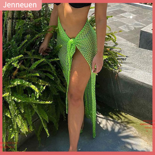 Jen mùa hè đi biển váy fishnet rỗng nhìn xuyên qua màu trơn ren trang trí co giãn boho cao cấp dệt kim câu lạc bộ váy quần áo nữ