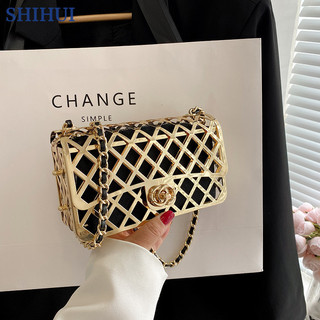 Shihui Nữ đeo chéo kim loại thời trang Âu Mỹ rỗng cá tính bữa tối túi đeo vai hương thơm nhỏ