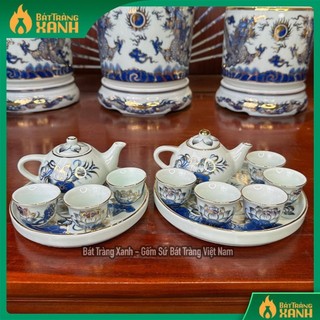 Bộ ấm thờ cúng mini vẽ vàng 24k cao cấp bát tràng - bộ ấm trà thờ cúng vẽ vàng