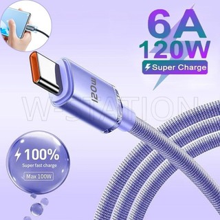 Cáp dữ liệu sạc siêu nhanh 6a 120w dệt bằng Nylon / cổng sạc loại C kép, cáp sạc điện thoại di động / Cáp điện thoại di động tương thích Huawei Xiaomi