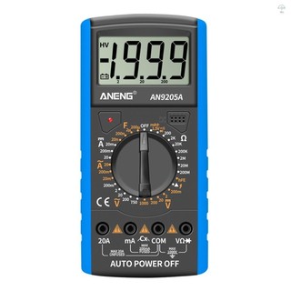 Aneng AN9205A Đồng hồ vạn năng kỹ thuật số 3 1 / 2 Màn hình LCD 1999 Đếm phạm vi thủ công Đồng hồ đo đa năng Điện trở AC DC Điện dung Máy kiểm tra Transistor Đa chức năng Ampe kế có đèn nền Blu