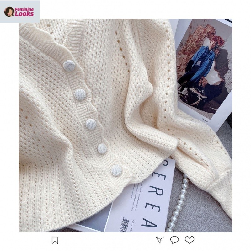 Áo Khoác cardigan Dệt Kim Lưng Cao Phong Cách Hàn Quốc