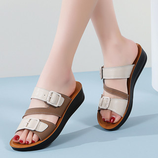 35-43 Size Lớn Nữ Mùa Hè Phong Cách Mới Khóa Kim Loại Bao Chân Dép Bên Ngoài Chống Trơn Trượt Giày Sandal Nhẹ