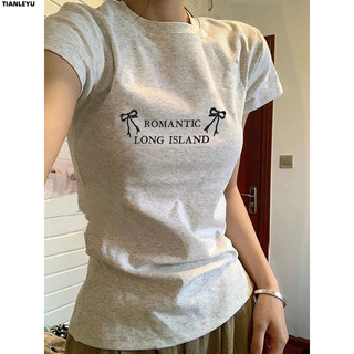 TIANLEYU áo phông áo thun nữ croptop baby tee Thể thao Vintage Đơn giản Fashion WCS24415D9 18Z240501
