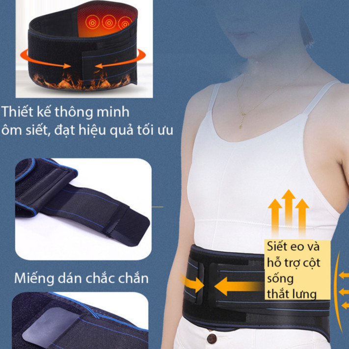 Đai lưng LEANO đai tự làm nóng từ đá tourmaline kết hợp từ tính đai giảm đau lưng, thoát vị, định hình cột sống