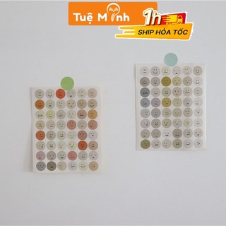 Tấm 48 nhãn dán khuôn mặt icon biểu cảm STI76 sticker tròn emoji đáng yêu trang trí sổ, album