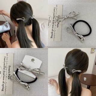Kẹp nơ kẹp tóc dây buộc tóc nơ tóc ins đơn giản kim loại nơ tóc bên nổ kẹp sang trọng dây buộc tóc nữ cao su đuôi ngựa cao cấp đơn giản kim loại nơ tóc